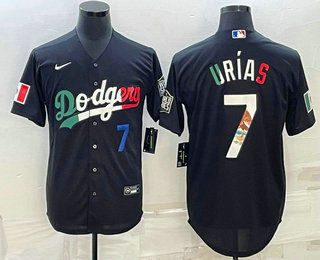 Mens Los Angeles Dodgers #7 Julio Urias Number Black Mexico 2020 World Series Cool Base Nike Jersey->2023 world baseball classic->MLB Jersey